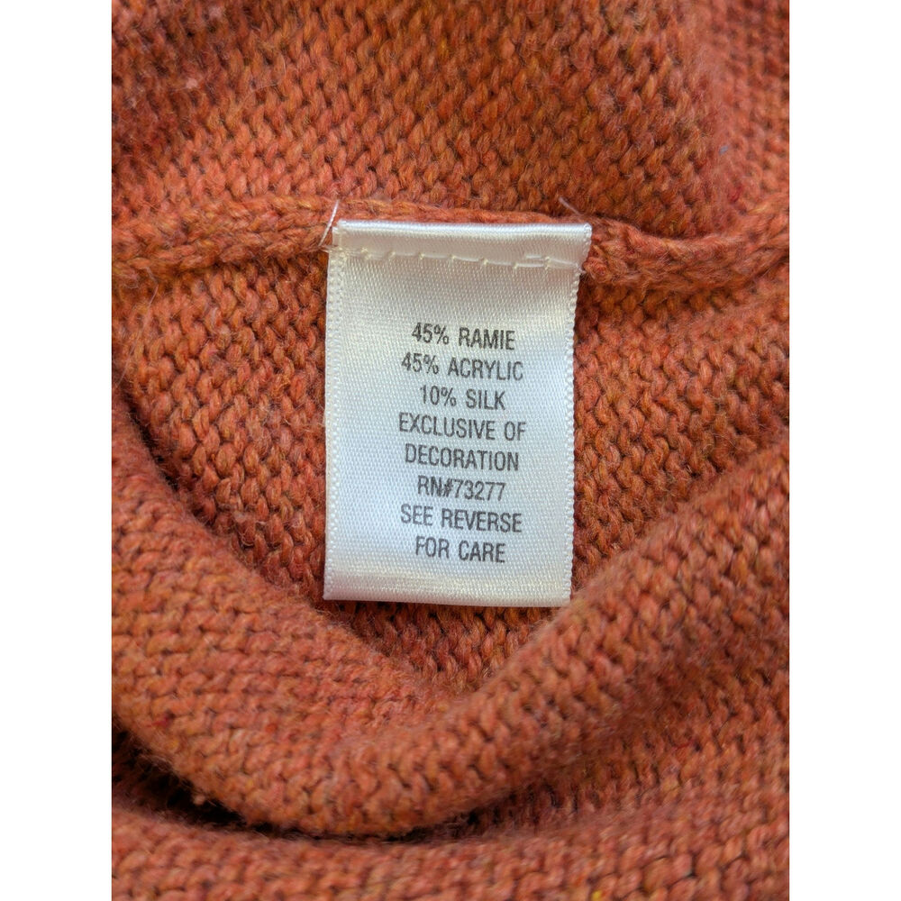 Embroidered Floral Cardigan Sweater Orange Zip Autumn Granny Cottage Womens XL - Picture 5 of 8
